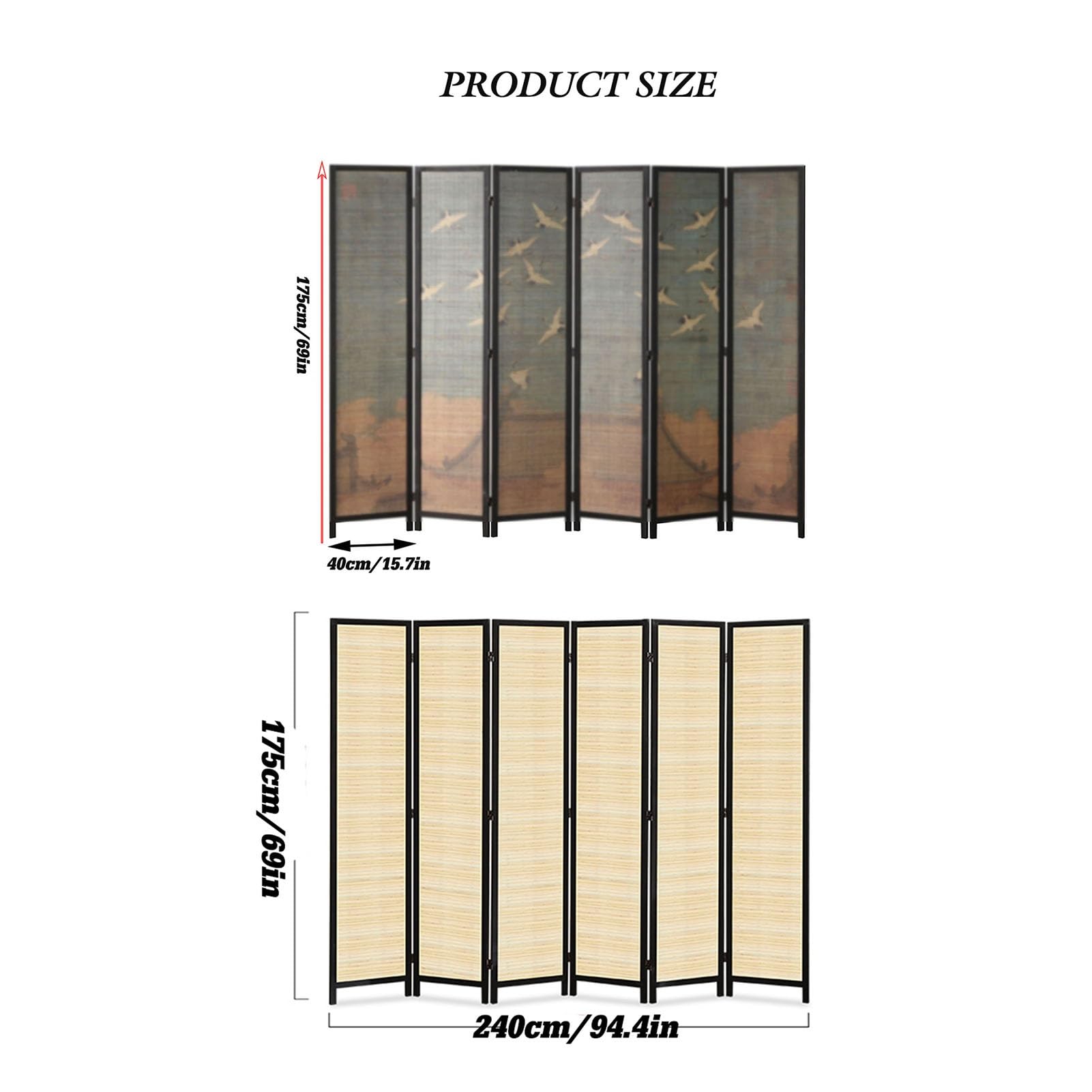 Cloison de pièce à 6 Panneaux, cloison de séparation Murale Pliante, Protection de séparation en Bois for Salon, Chambre et Bureau, adaptée au café/Salon de thé/Restaurant (Color : Style 3, Size : W