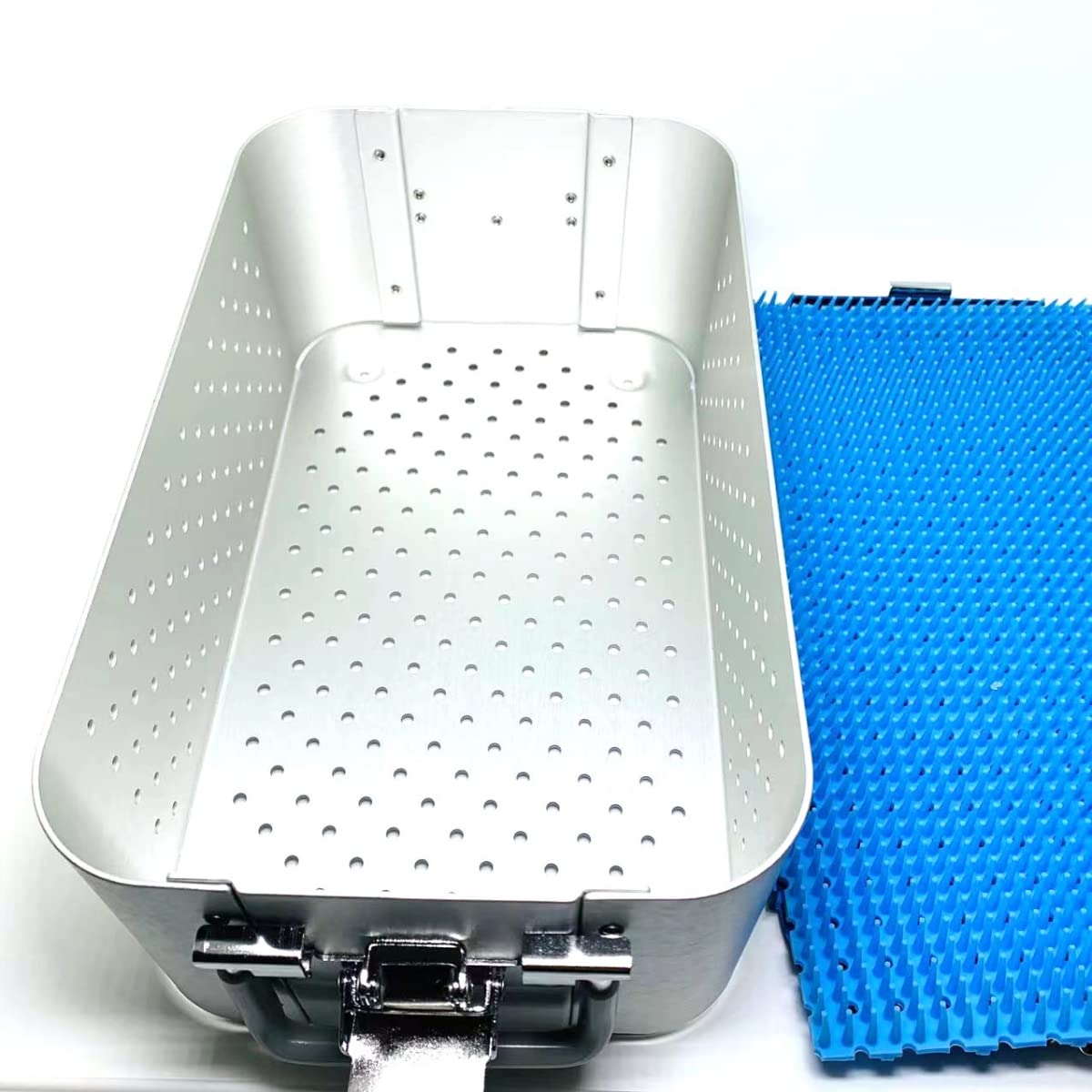 Instrument Sterilization Tray Box with Silicone mat 300mm*180mm*110mm Disinfection Sterilization ultrasonic Basket case ultrasonic Cleaning Washing Sterilization Trays opthalmic ENT