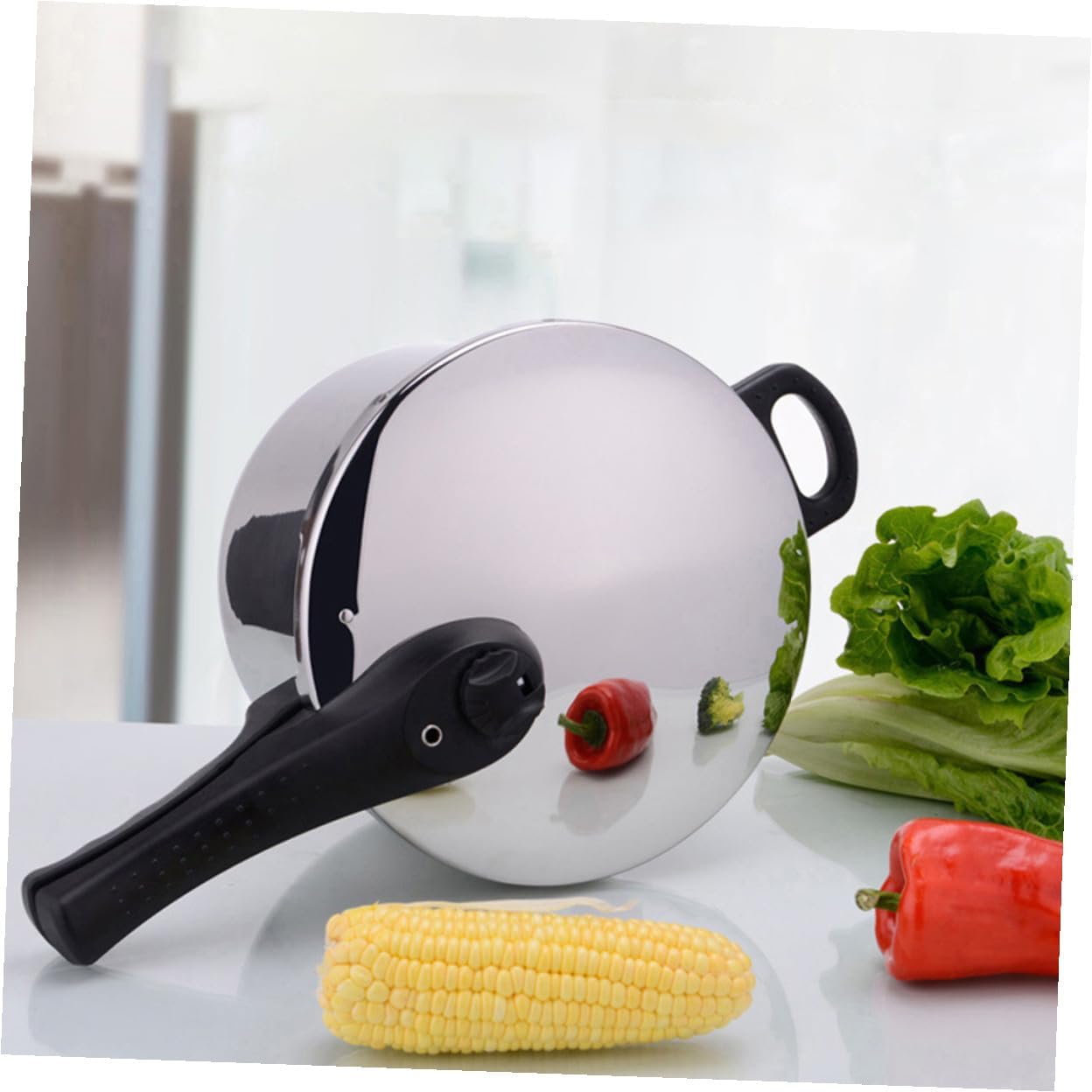 VILLCASE Pressure Cooker Stainless Steel for Gas Stove Induction Cooker Heat-resistant Handle Multifunctional Stew Pot for Beans Meats Vegetables Soups Asa Standard Safety Valve