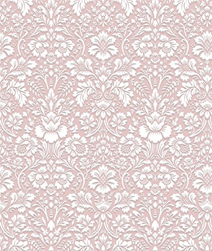 Papel de Parede, Floral com Relevo, Rosa, 1000x52 cm, Bobinex Uau