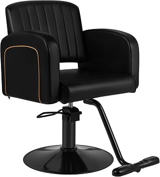 Black Salon Barber Chair, Heavy Duty Salon Chair for Hair Stylist Beauty | Hydraulic Pump, 360 Swivel, Adjustable Height, for Home Barbershop Spa Tattoo Hairdresser