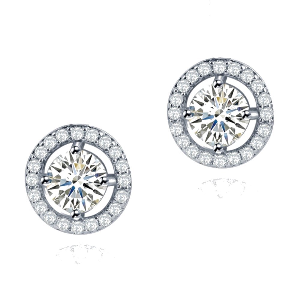 Crystalline Azuria Mujer 18ct Chapado en Oro Blanco Redondo Blanco Cristales de Zirconia Pendientes de tuerca para Mujer y Niña