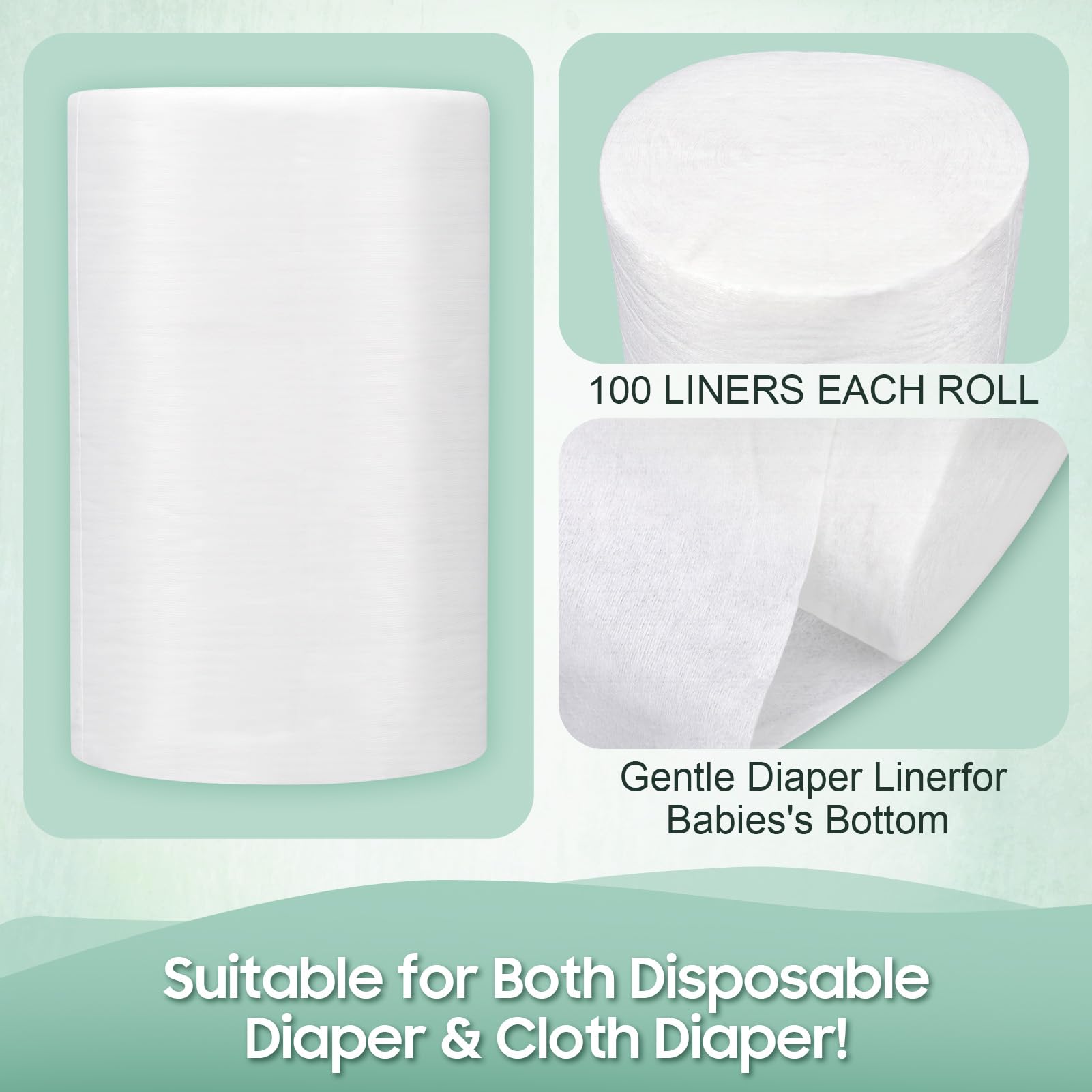 Sonew 100pcs/roll doublures de couches jetables pour bébé, doublures de couches pour bébés jetables en bambou non parfumées biodégradables