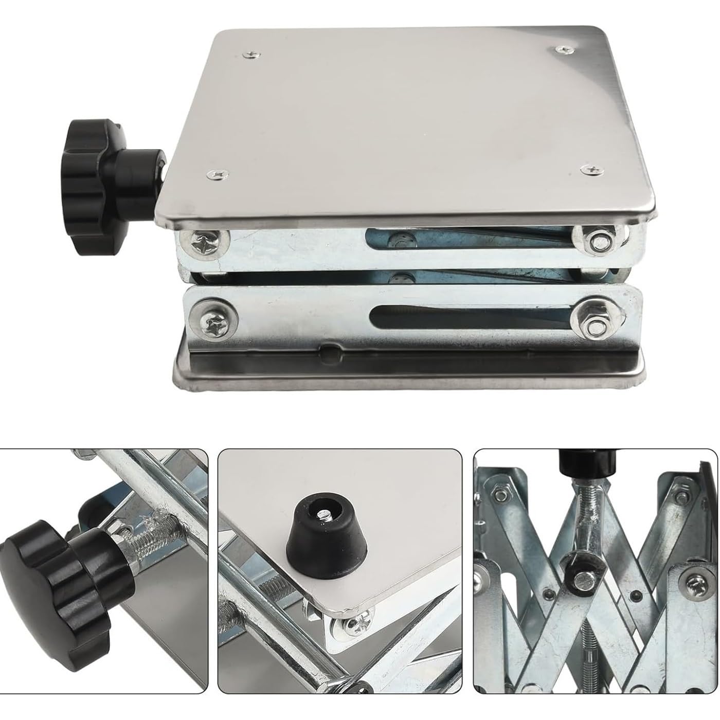 Verstellbarer Scheren-Hebetisch, manuelle Höhe 50460 mm, 525 kg Tragkraft, perfekt für Labors, ferngesteuerte Autos und Werkstätten, kompaktes 300 x 300 mm Design