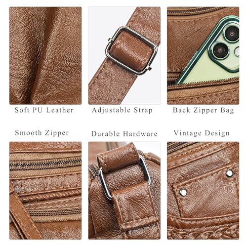 Image of WITERY Crossboby Bag for Women - Soft PU Leather Multi-Pocket Shoulder Bag Handbag with Adjustable Strap
