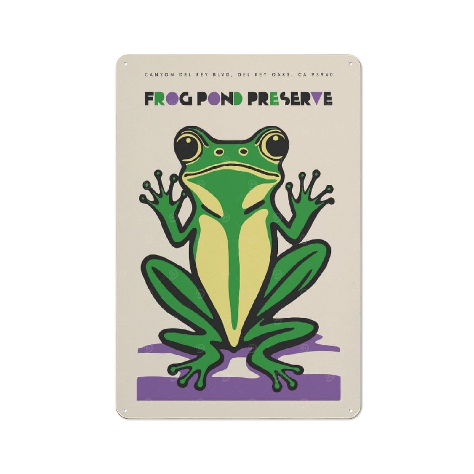 Junmoney Style Tin Sign 30X20cm With Frog Pond Preserve For Workshop Wall, Rustic Decor, Suited To Workshop Decor Fans