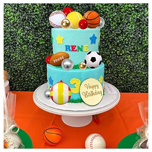 22 PCS Sports Cake Toppers Sports Cake Decoration Birthday Party Decor Football Baseball Basketball Rugby Tennis Volleyball for Boys Men Birthday Favors Sports Theme Party Decorations Supplies