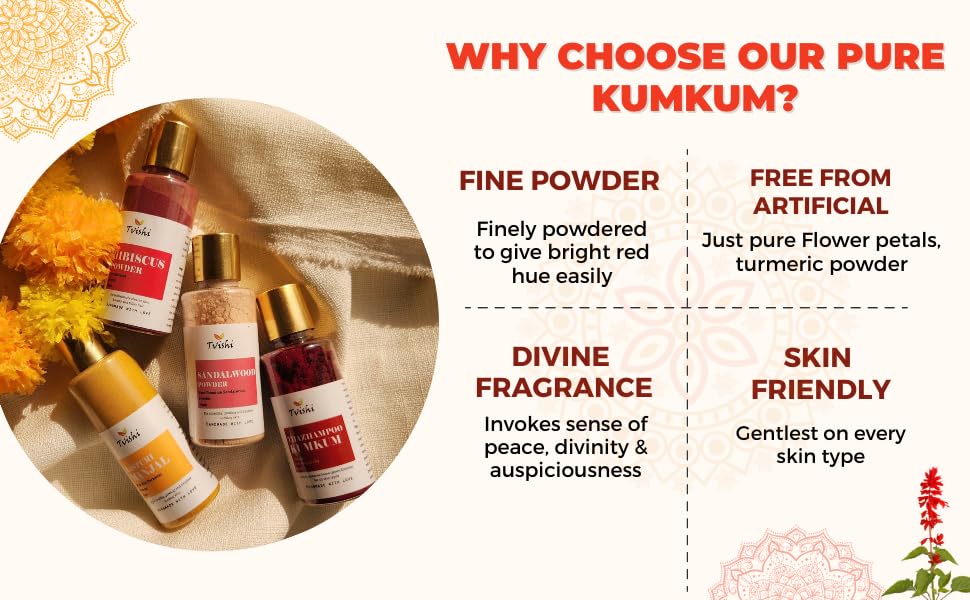 Tvishi Thazampoo Kumkum I Pure Authentic Traditional Aromatic Organic I Maroon Sindoor Non-Stain Powder for Women (50 gms) - Image 3