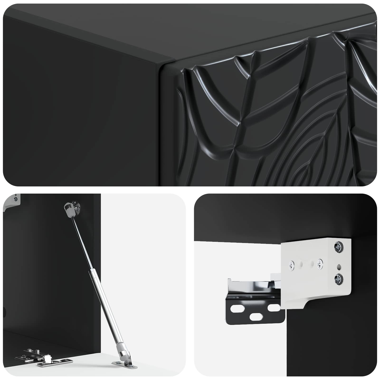Wandmontierter TV-Schrank 78,5 x 41 x 30 cm Schwarz - Schwebendes TV Lowboard aus Holzwerkstoff mit 2 Türen - Platzsparendes Sideboard für Wohnzimmer und Media Center