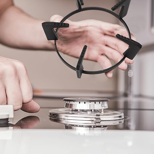 Miniatura 6 de SOLUSTRE Estante de hierro fundido para estufa de gas de hierro fundido, anillo de soporte de Wok de hierro fundido de cinco pies, soporte para