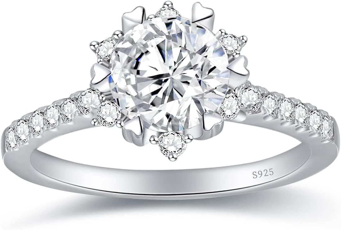 Moissanite Rings for Women, Engagement Rings 925 Sterling Silver Wedding Ring Anniversary Rings