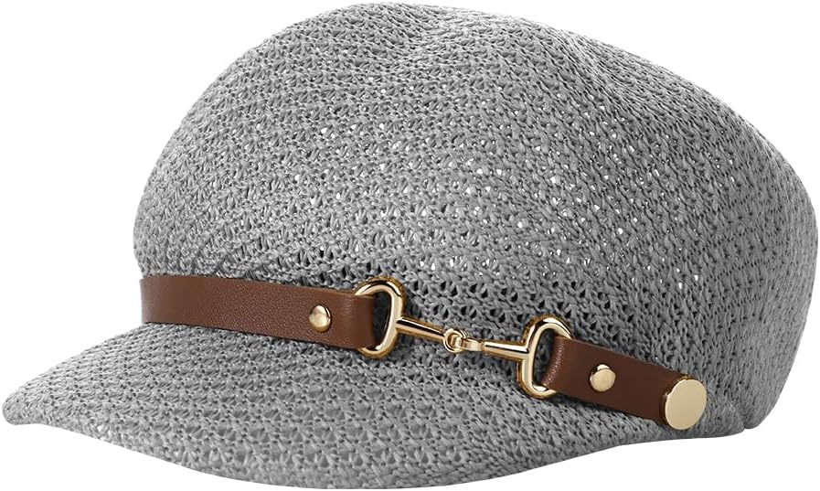 Summer Newsboy Caps for Women Breathable Trendy Beret Sun Hat Ladies Mesh Paper Boy Hat for Travel Beach Outdoor
