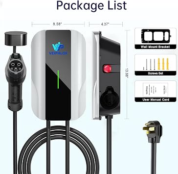 J1772 Level 2 EV Charger 40 Amp,9.6kW No App Plug & Charge NEMA 14-50P 25ft | 240V Home EVSE, Electric Car Charger IP65 waterproof vehicle charging station, built-in J1772 holder, wrap-around tidy cable