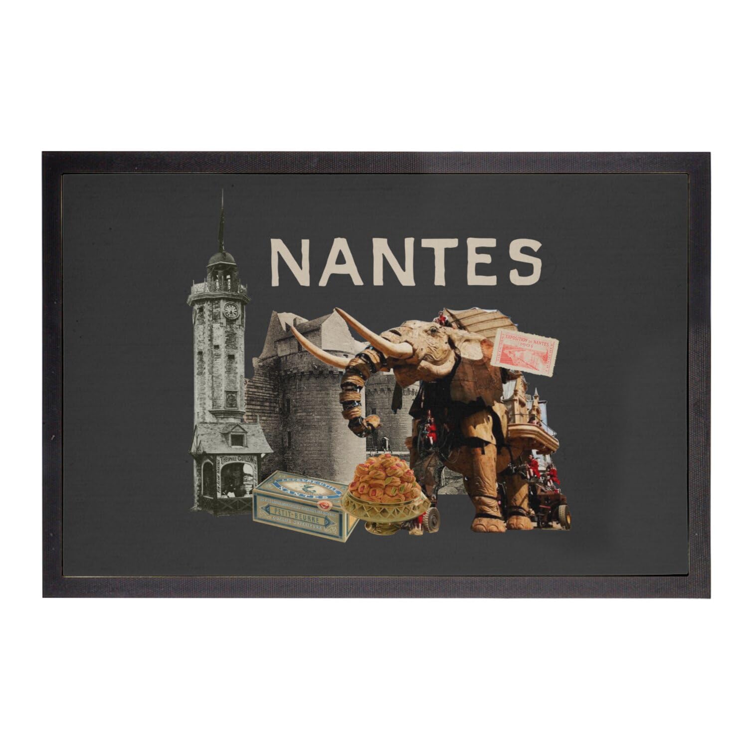 Paillasson noir Nantes fini les sols sales tapis entrée château 75x50
