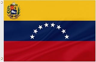 ASUNO Venezuela Flag 3 × 5 Feet Polyester Venezuelan National Banner with 2 Brass Grommets Double Side Vivid Color Fade Resistant for Outside Garden Lawn Patio