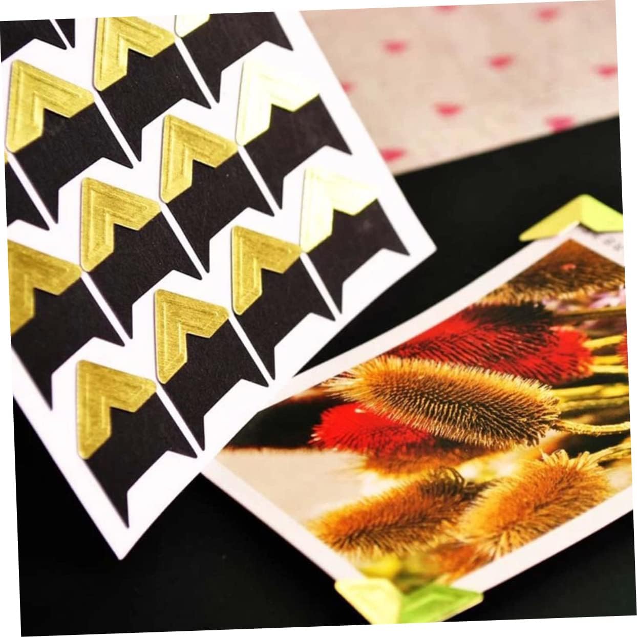 DOITOOL 30sheets Photo Corner Stickers of Self-Adhesive Kraft Vintage Scrapbooking Stickers for Frame Decoration Corners for Creative Photo Albums