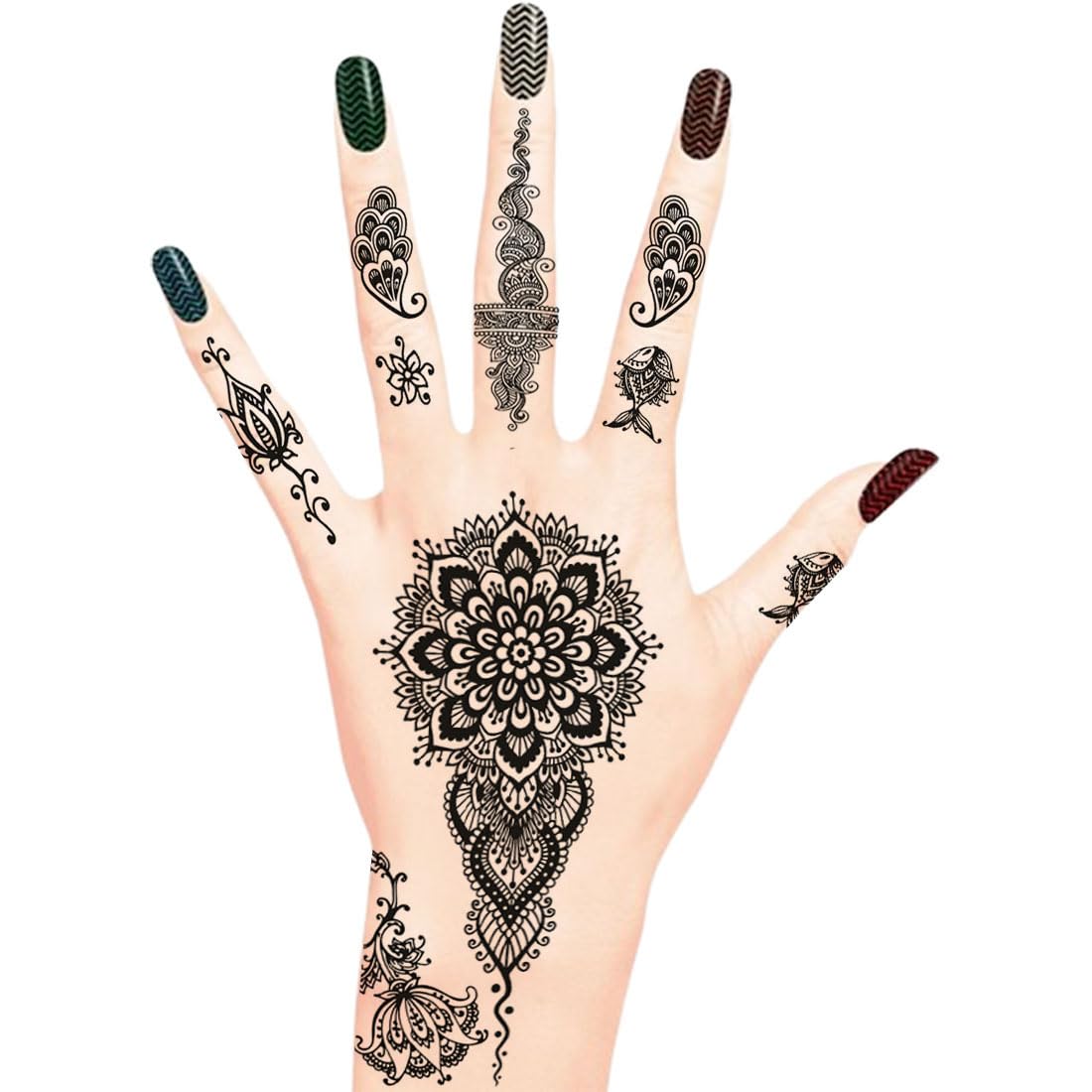 indian mehendi design henna temporary waterproof body tattoo (black) for women and girls