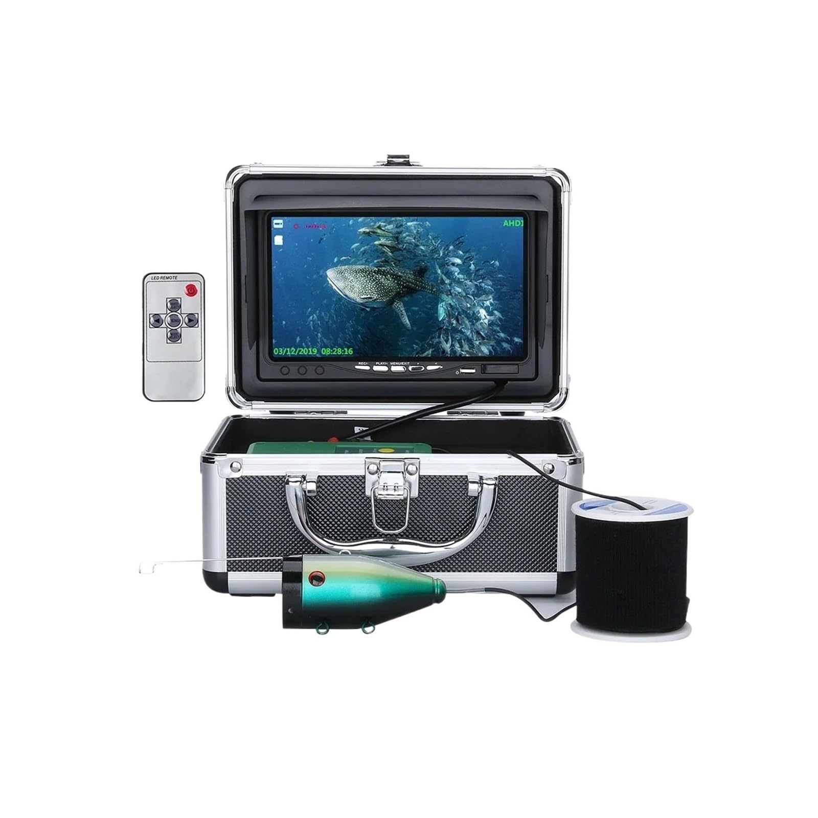 KKKMart 30M/15M DVR Winter Fish Finder Underwater Fishing Camera 7 inch HD 1280 * 720 Screen with 16G Card for Sea/Boat/Ice Fishing(F7AD-2L-15M)