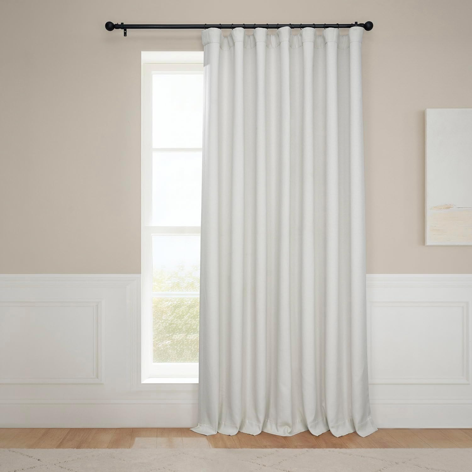 HPD Half Price Drapes - Faux Linen Curtains for Living Room (1 Panel) - 100W X 120L - Extra Wide Textured Room Darkening Curtains for Bedroom 120 Inches Long - Drapes for Home Decor, Birch