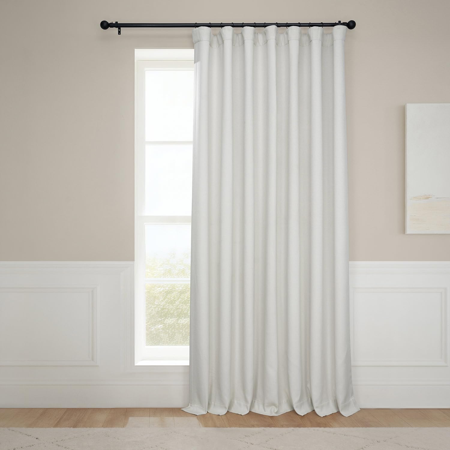 HPD Faux Linen Curtains for Living Room, 2 Panels