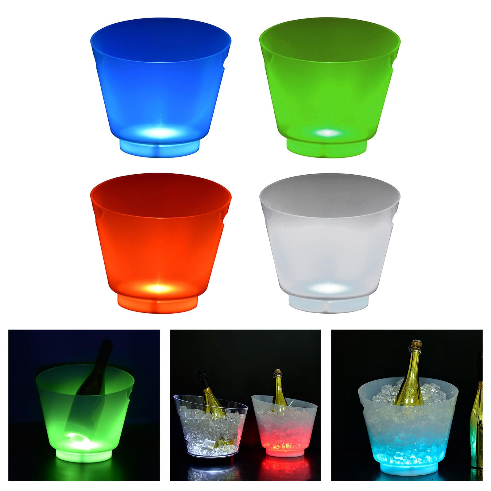 Enfriador de champán irrompible con luz Multicolor Construcción portátil Ideal para Bodas en la Playa Reuniones Enfriadores de champán Impermeables