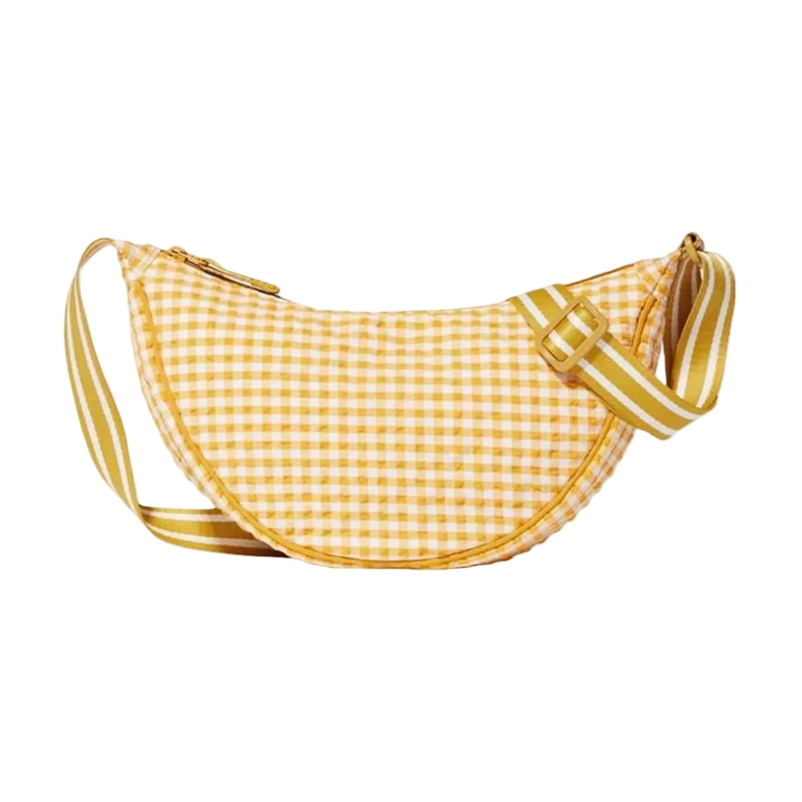 XYNM Crossbody Bag Women's Versatile Gingham Nylon Simple Design Adjustable Strap Underarm Travel Hobo Handbag-yellow