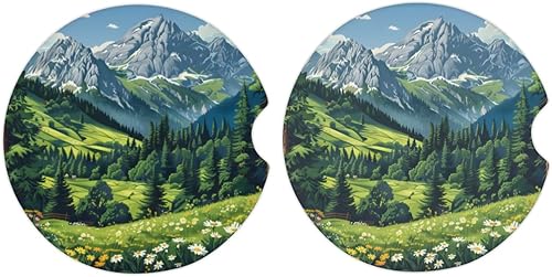 Miniatura 9 de Portavasos (paquete de 2), base de corcho, universal, divertidos accesorios estéticos para el automóvil y el hogar (fresas blancas) Fresas