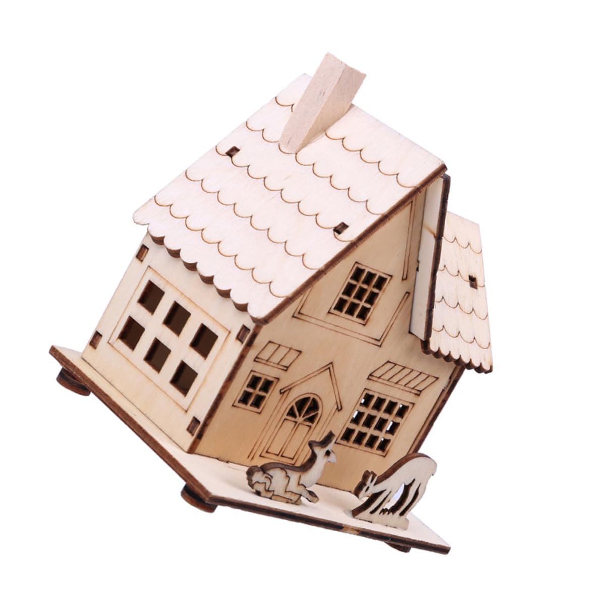 VOSAREA Christmas LED Wooden House Decoration Luminous Cabin Adornment for Holiday Decor Tabletop Accent for Xmas Celebrations and Charming present Idea