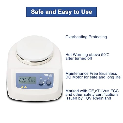 Vista 2 de ONiLAB Placa de cocción digital LCD de 5 pulgadas con agitador magnético con placa de laboratorio recubierta de cerámica 644.0 °F placa