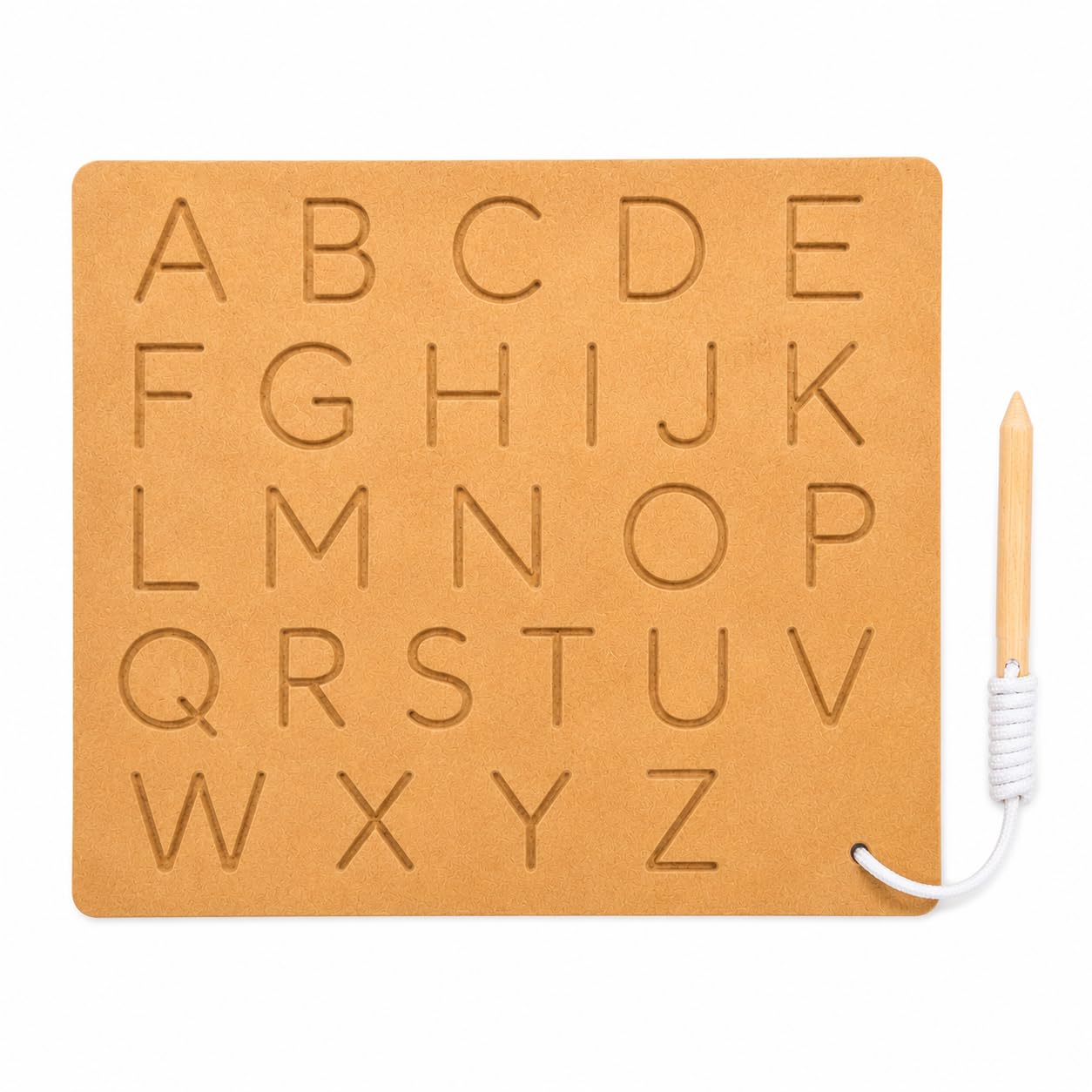 BuGBee Alphabet tracing Board Capital ABC Wooden Slate | Montessori Materials Educational Puzzle Toys for 2+ Years Old Kids | Safe & Natural ABCD Board to Develop Memory & Writing Skills