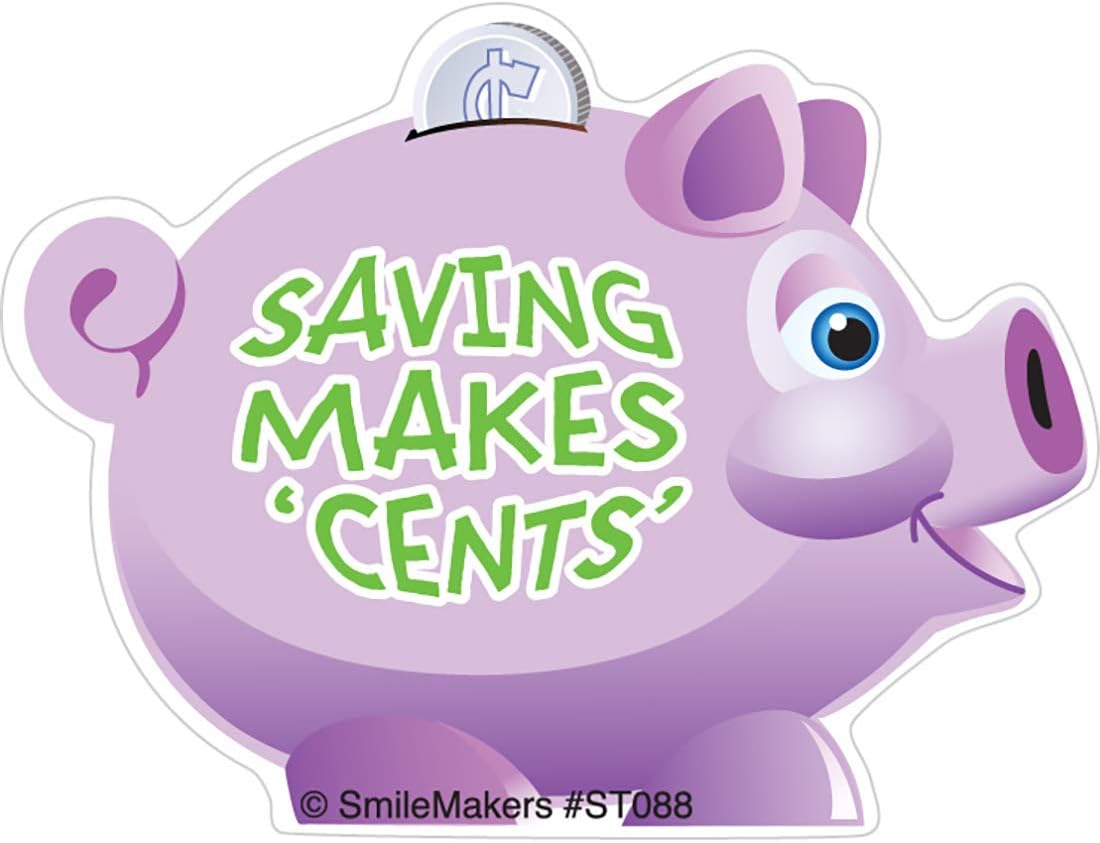SmileMakers Shaped Piggy Bank Stickers - 100 Per Pack