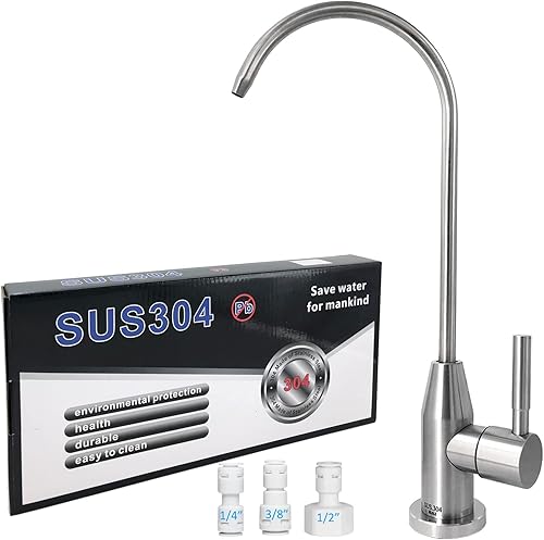 Grifo de agua potable de acero inoxidable SUS304, grifo de filtro de agua filtrado sin plomo para la mayoría de sistemas de filtración de