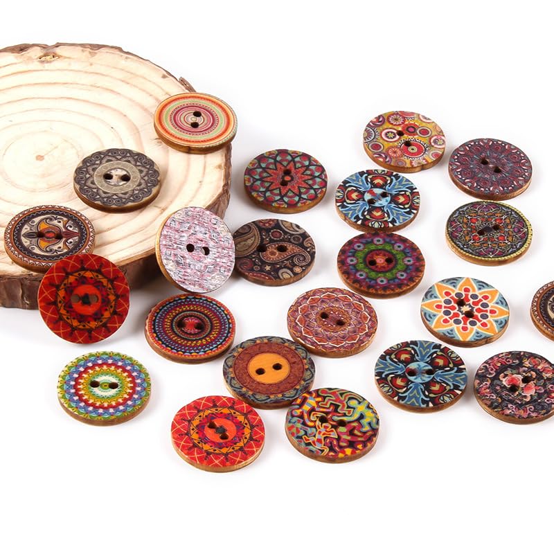 1000 Stück niedliche Holzknöpfe, natürliche Retro-dekorative Blumenknöpfe, hölzerne Blumenbaum-bemalte Knöpfe, verwendet für selbstgemachte Knöpfe zum Nähen von Kleidung