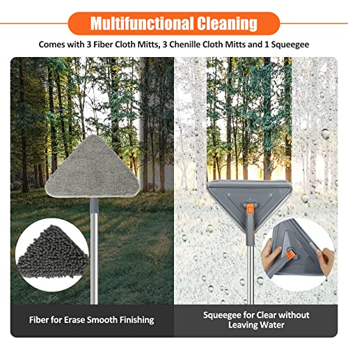 85 Inch ​Wall Mop Wall Cleaner With Long Handle , 360° Rotating Microfiber Dust Mop, Skirting Cleaning Tool Ceiling Gasket Window Cleaning Kit With 39" To 85" Extension Pole And 6 Replacement Pads #TOP4