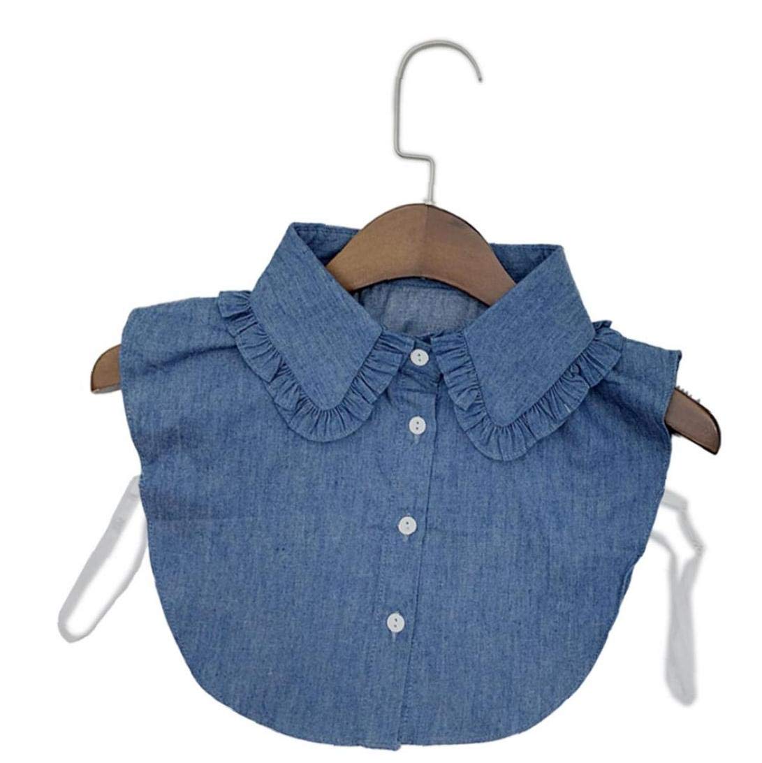 Hotaden Women Denim Lace Collar Shirt Fake Collar Tie Vintage Detachable Collar False Collar Lapel Blouse Top