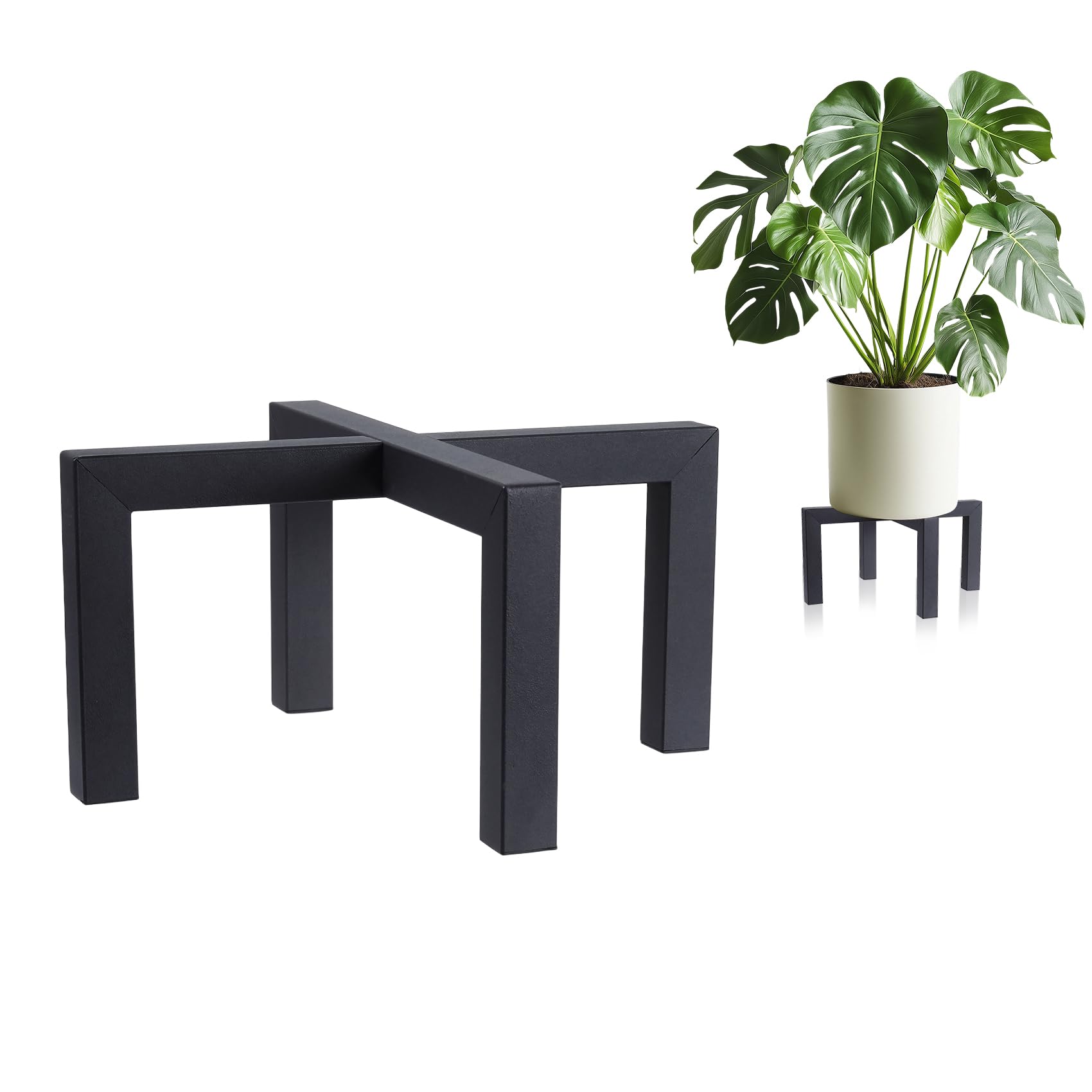 Phyluckny Plant Stand Indoor Outdoor, Heavy Duty Metal Plant Pot Holder, Mid Century Modern Planter Stands, Floor Flower Pot Holder, Fit 5-15 Inches Pots (Black, Fit 5-15 inch pots)