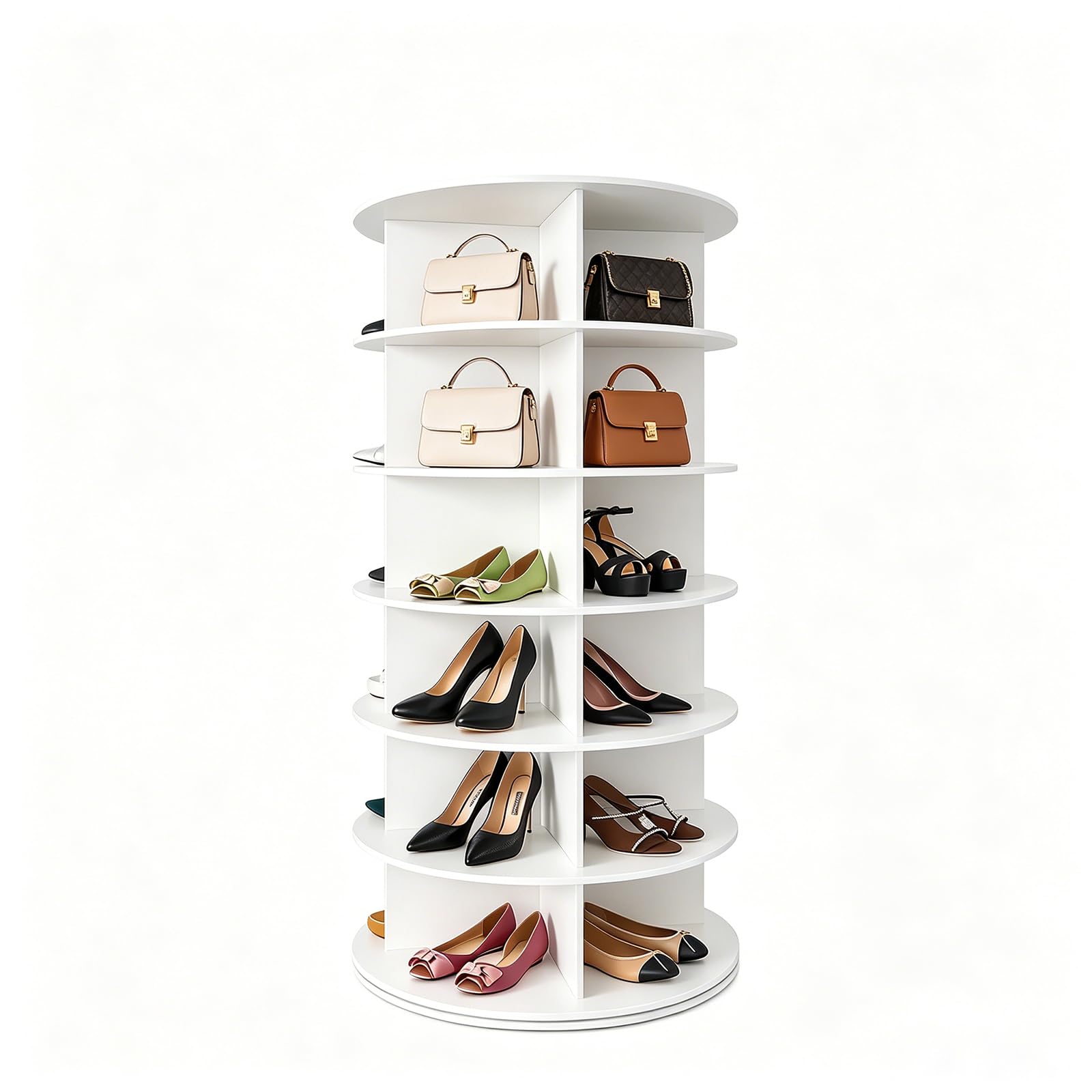 Rotating Shoe Rack Tower, 6-Tier 360° Spinning Organiser for 24 Pairs