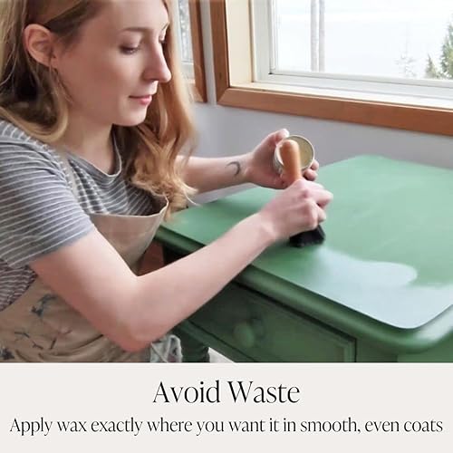 Miniatura 8 de Paquete de cera para muebles transparente + aplicador de cepillo de cera, sellador 100% natural para pintura de muebles de tiza o madera cruda,