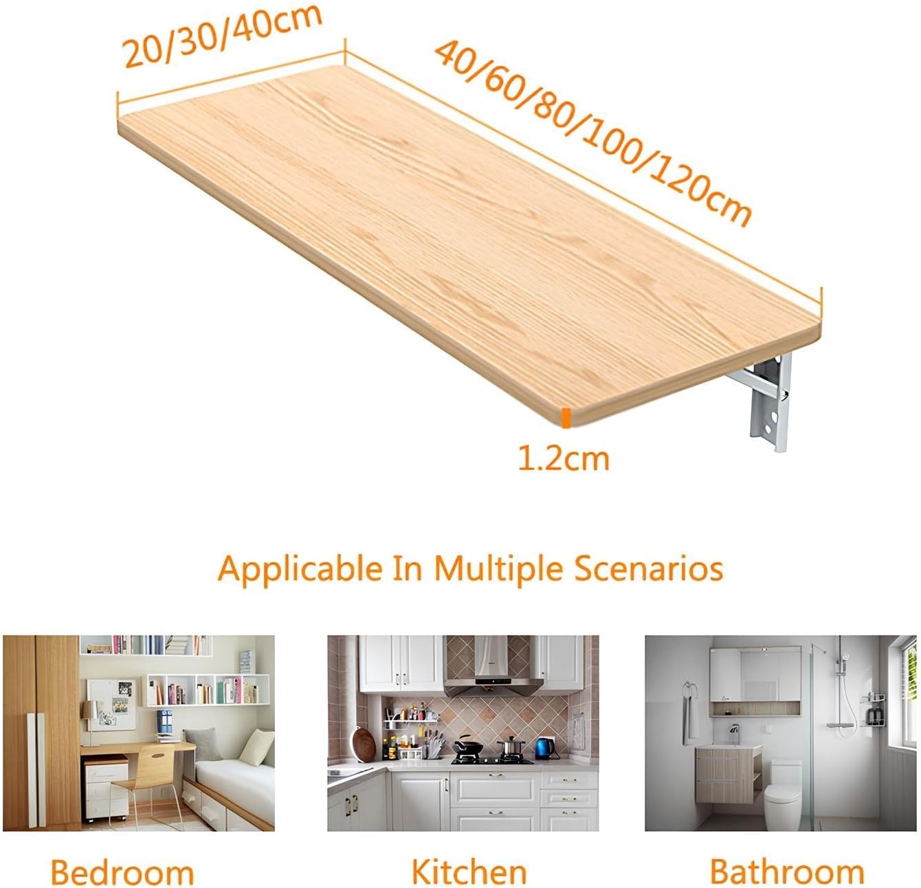 Space-Saving Wall-Mounted Folding Table, Drop Leaf Floating Desk for Small Spaces, Versatile Laundry & Home Office Desk, 80x30cm, White