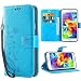 Produktbild iDoer S5 Hülle,Solide Butterfly PU Ledercase Tasche Galaxy S5 Hülle Schutzhülle Flip Case Magnetverschluss Handyhülle im Wallet Bookstyle Standfunktion für Samsung Galaxy S5 - Blau