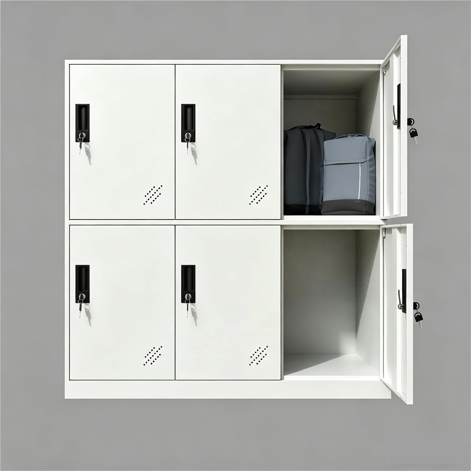 MECOLOR Büroschrank Metall Schließfach 6 Tür Lagerung Organizer Full White