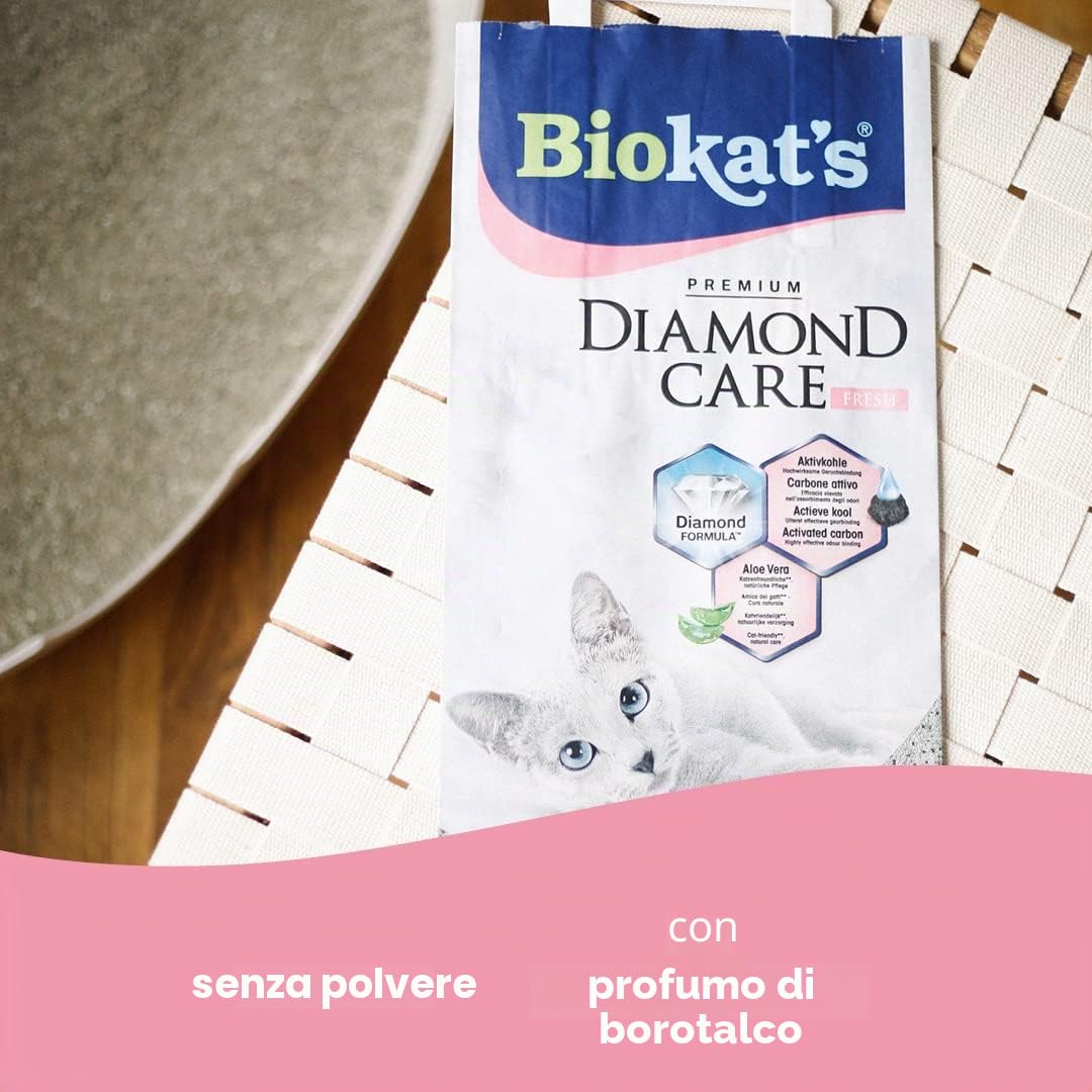 Biokat's 613079 Diamond Care Fresh Lettiera per Gatti, 10 Litri, Confezione da 2 pacchi.
