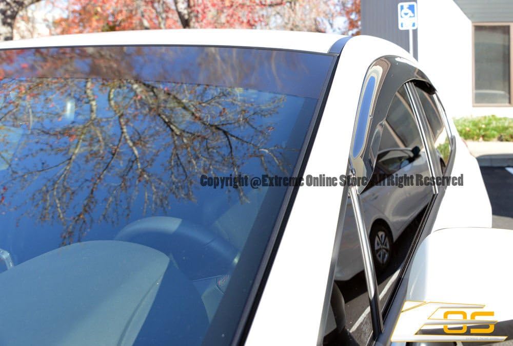 Extreme Online Store EOS Smoke Tinted JDM Style Side Window Visor Rain Guard - for Subaru WRX STI 15-Up 2015 2016 2017 2018