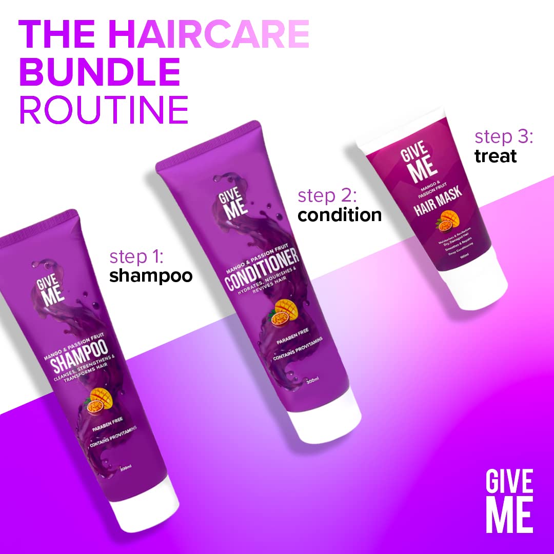 Give Me Cosmetics, Shampoo and Conditioner Sets, for Greasy Hair with Mask, Mango & Passion Fruit, Paraben Free - Image 2