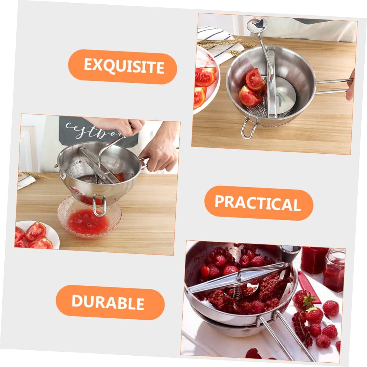 Milisten Stainless Steel Vegetable Masher Heavy Duty Food Ricer for Potatoes Carrots and Fruits Ergonomic Design for Easy Pureeing Kitchen Tool for Home Chefs