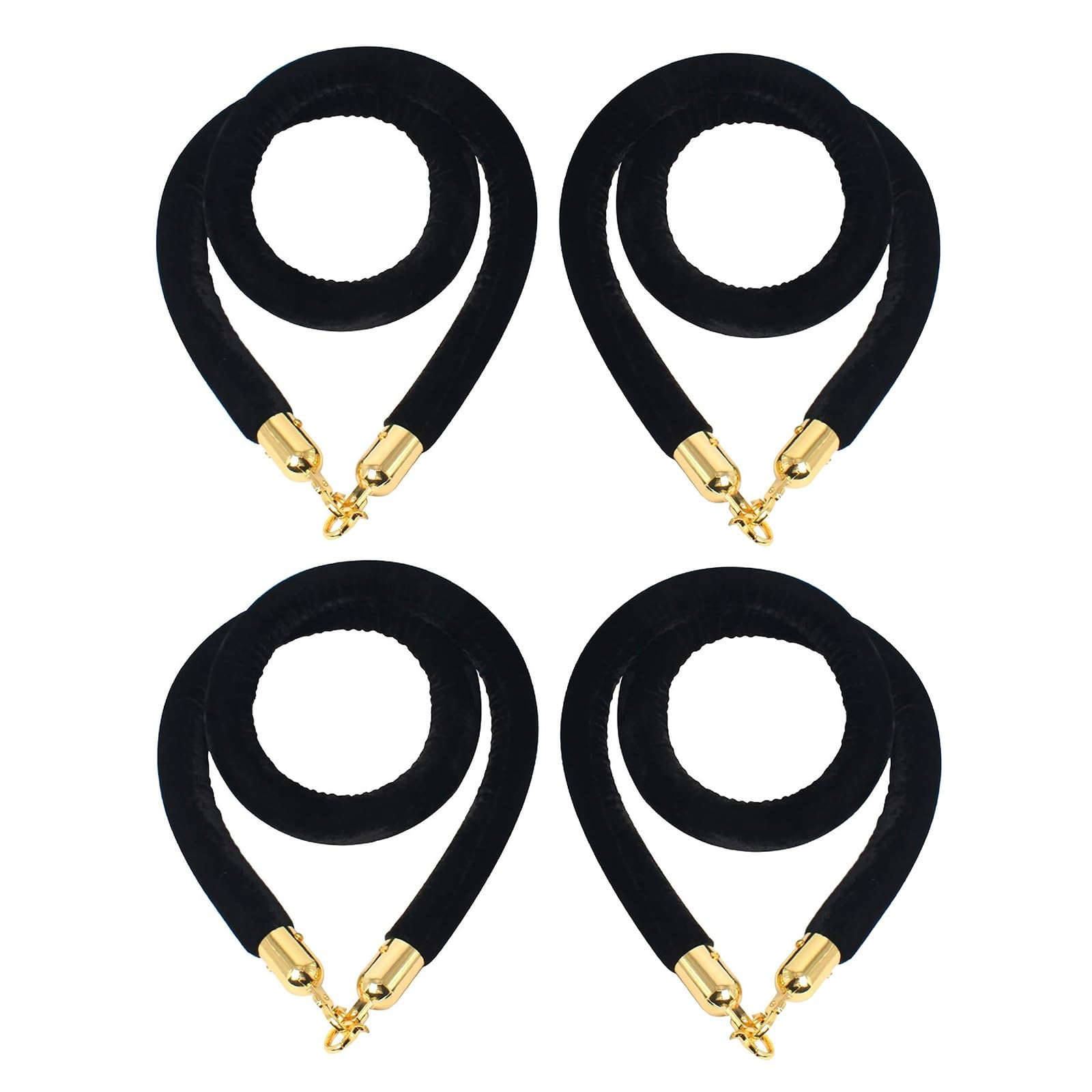 Black Velvet Queue Ber Linka o długości 122 cm, 4-pak, gruba przypinka do użytku wewnątrz i na zewnątrz, idealna do kontroli tłumu w restauracjach i na imprezach.