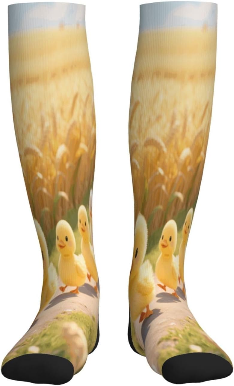 Cute Duck Compression Socks For Women Men 15-20mmhg Graduated Support Circulation Knee High Socks For Nurses Athletic