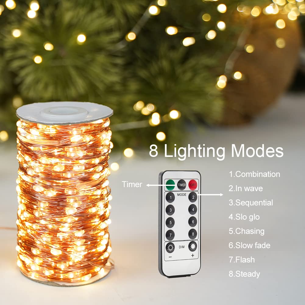 RESNICE 400Ft Extra Long Fairy Lights Plug in Waterproof Outside Copper Wire String Lights with Remote 1200 High-Bright LEDs for Garden Porch - Image 3