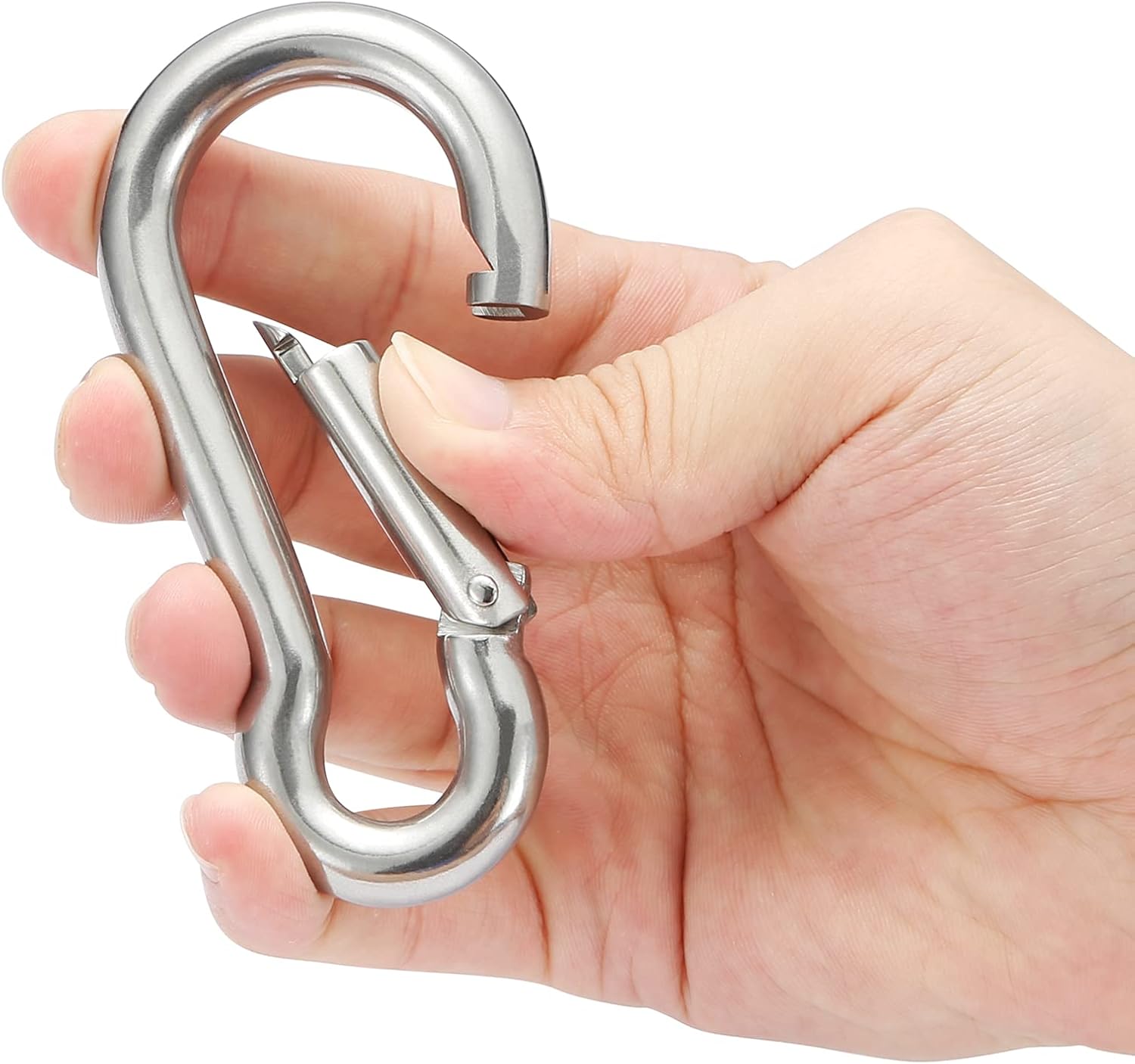 sprookber Stainless Steel Spring Snap Hook Carabiner - 304 Stainless Steel Clips, Set of 6 - Image 4