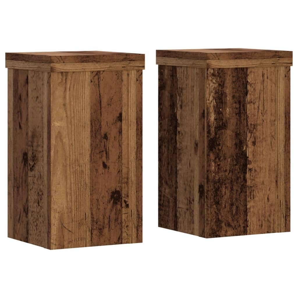 Vidaxl Old Wood Plant Stand 2 Pcs 10 X 10 X 18 Cm Engineered Wood